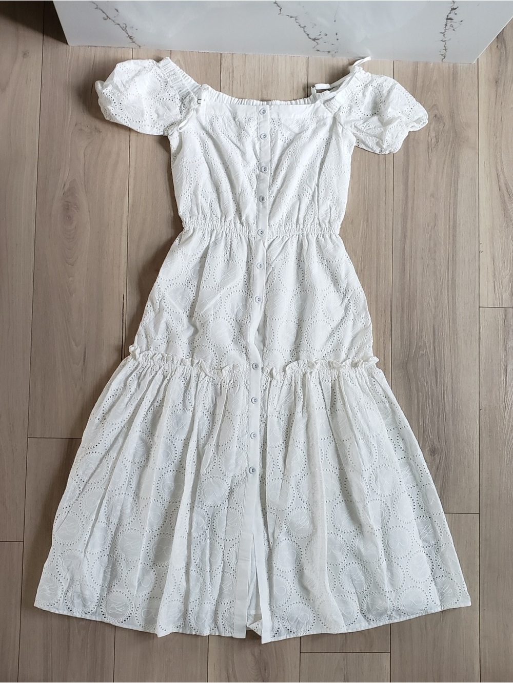 Karl Lagerfeld White Eyelet‎ Maxi Dress Size Medium
